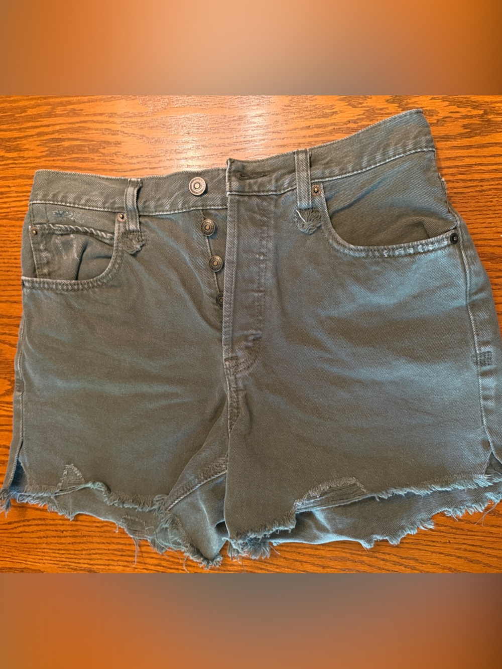 We The Free Frayed-Hem Distressed Denim Shorts, Size 27